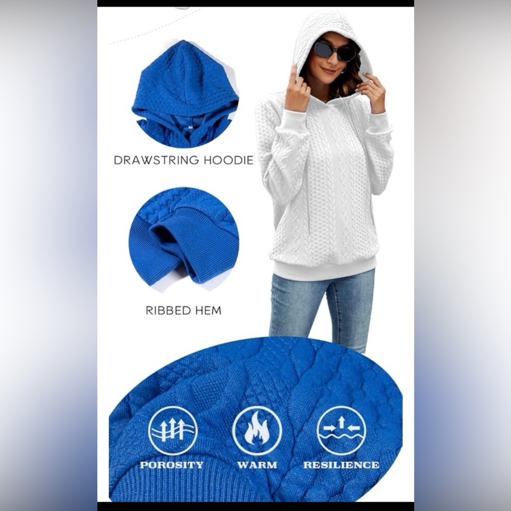 Women’s long sleeve pullover Hoodie Blue Brand New - Picture 4 of 7